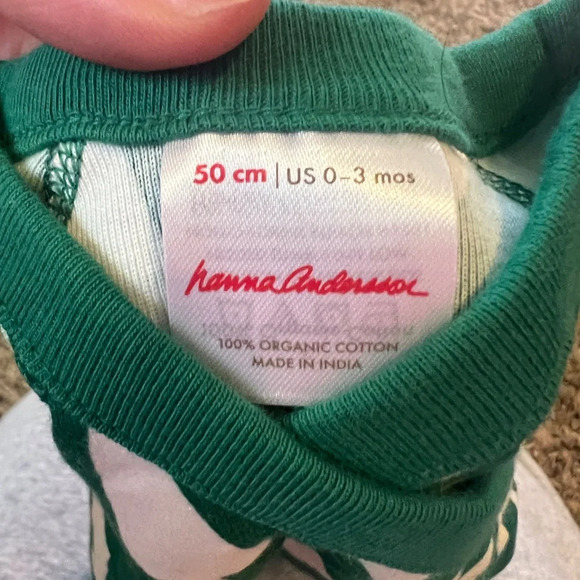 NWOT Hanna Andersson Baby Print Side Snap Bodysuit winter green size 0-3 months - Picture 5 of 5